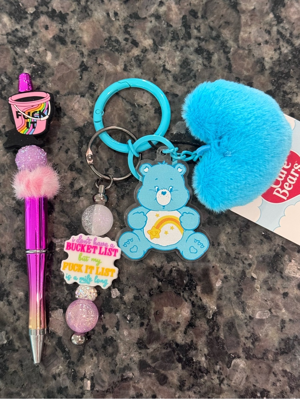 Bucket list funny bag charm and pen - Picture 2 of 10